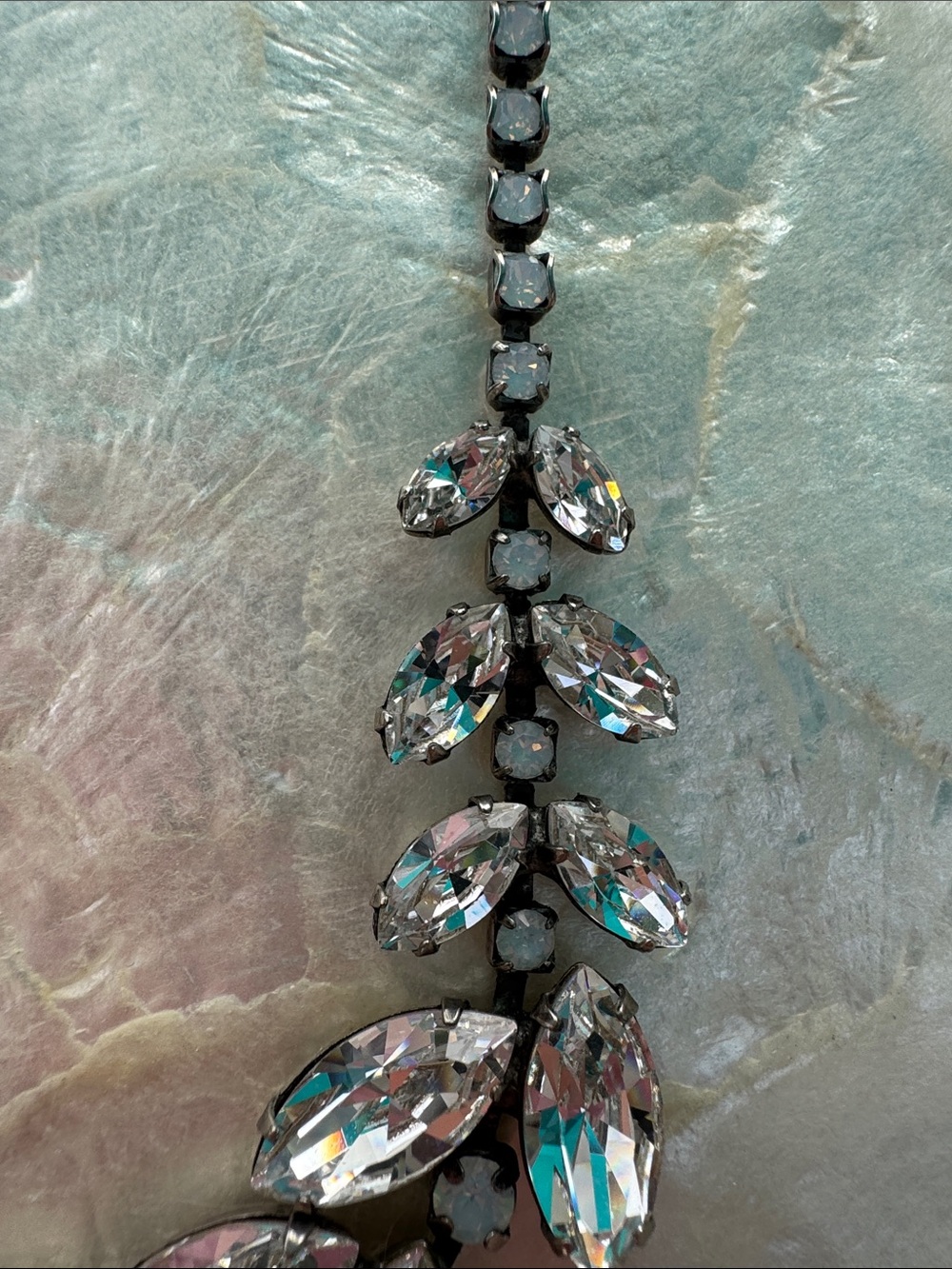 Sorrelli Clear Crystal Leaf Statement Necklace - Silver Tone - Picture 4 of 6